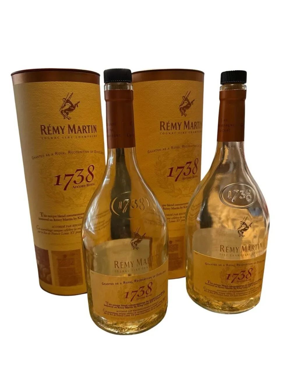 2 Empty 750 ml Bottle of Remy Martin 1738 with box